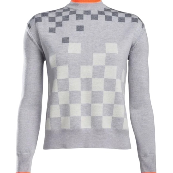 G/FORE Womens Jacquard Checkmate Crewneck Golf Sweater size Large - Picture 3 of 11